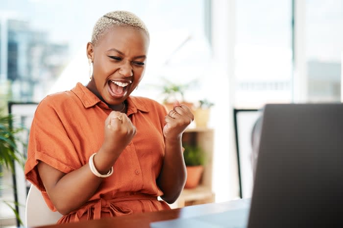 The person who celebrates victory while working. 